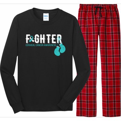 Fighter Warrior Cervical Cancer Awareness Funny Gift Great Gift Long Sleeve Pajama Set