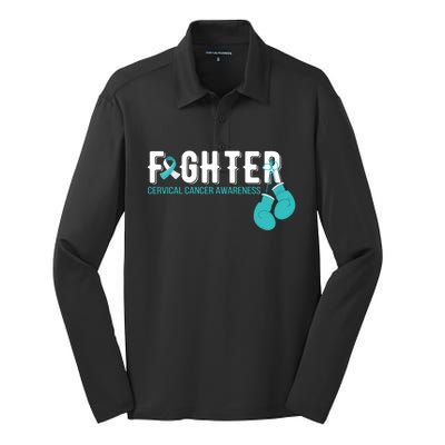 Fighter Warrior Cervical Cancer Awareness Funny Gift Great Gift Silk Touch Performance Long Sleeve Polo