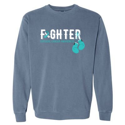 Fighter Warrior Cervical Cancer Awareness Funny Gift Great Gift Garment-Dyed Sweatshirt