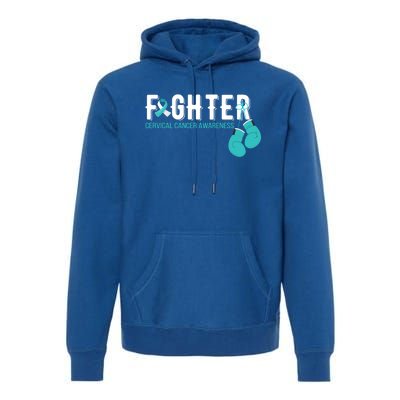 Fighter Warrior Cervical Cancer Awareness Funny Gift Great Gift Premium Hoodie