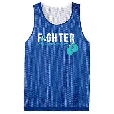 Fighter Warrior Cervical Cancer Awareness Funny Gift Great Gift Mesh Reversible Basketball Jersey Tank