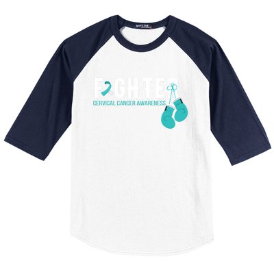 Fighter Warrior Cervical Cancer Awareness Funny Gift Great Gift Baseball Sleeve Shirt