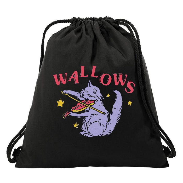 Funny Wallows Cat Fiddle Drawstring Bag