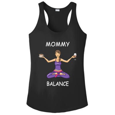 Funny Wine Coffee Mommy Balance Gift Mother's Day Gifts Ladies PosiCharge Competitor Racerback Tank