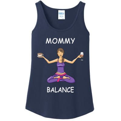 Funny Wine Coffee Mommy Balance Gift Mother's Day Gifts Ladies Essential Tank