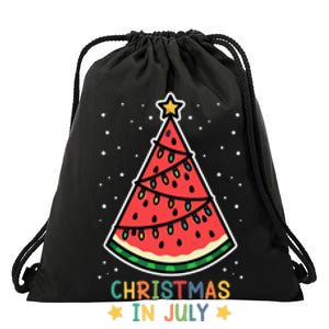 Funny Watermelon Christmas in July Wo  Drawstring Bag