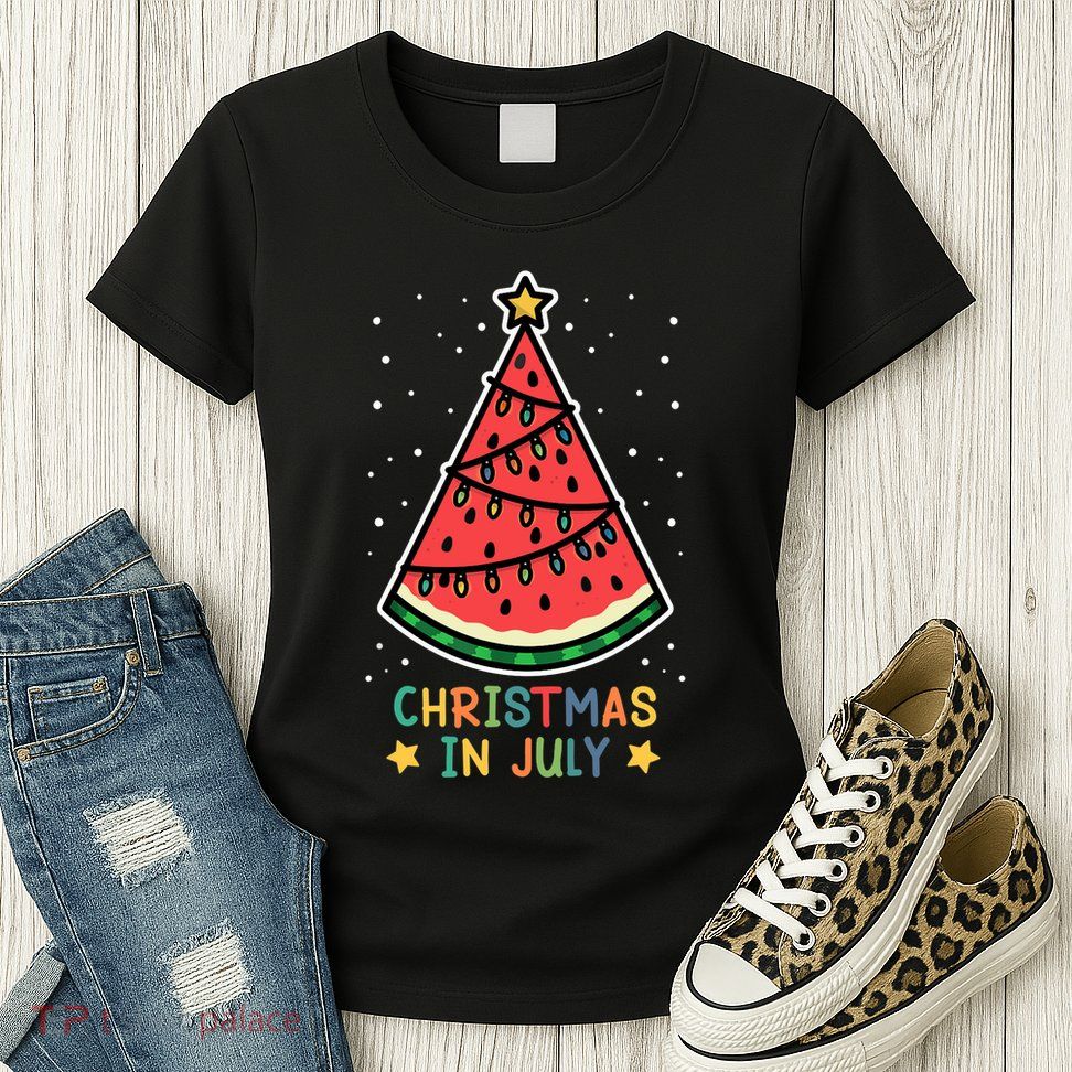Funny Watermelon Christmas in July Wo  Womens T-Shirt