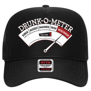 Funny Wisconsin Drinking Wisconsin Drunk Funny High Crown Mesh Back Trucker Hat