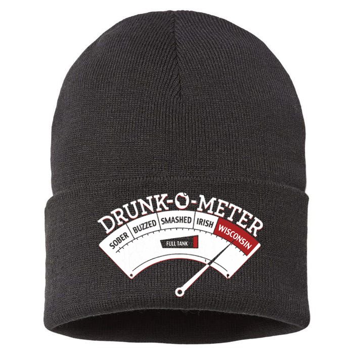 Funny Wisconsin Drinking Wisconsin Drunk Funny Sustainable Knit Beanie