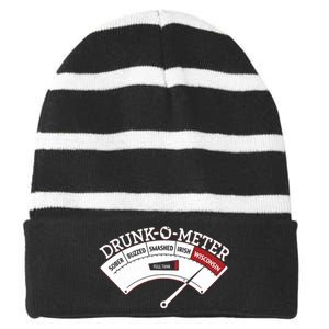 Funny Wisconsin Drinking Wisconsin Drunk Funny Striped Beanie with Solid Band