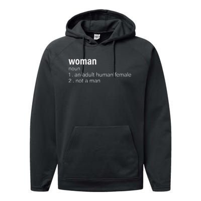 Funny Woman Definition Noun An Adult Human Female Performance Fleece Hoodie