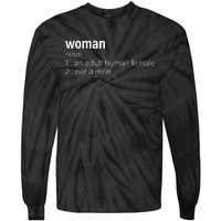 Funny Woman Definition Noun An Adult Human Female Tie-Dye Long Sleeve Shirt