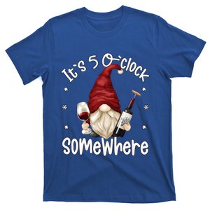 Funny Wine Dad Gnome And Its 5 O Clock Somewhere Gift T-Shirt