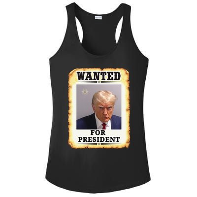 Funny Wanted Donald Trump For President 2024 Ladies PosiCharge Competitor Racerback Tank