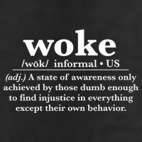 Funny Woke Definition Anti Woke Meme Gift 7 Panel Mesh Trucker Snapback Hat