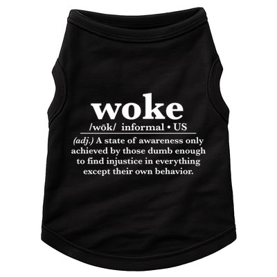 Funny Woke Definition Anti Woke Meme Gift Doggie Tank