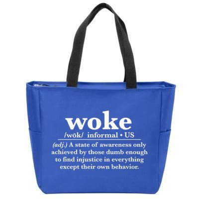 Funny Woke Definition Anti Woke Meme Gift Zip Tote Bag