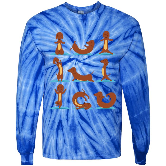 Funny Weiner Dogs Yoga Asana Poses Meditation Lovers Masters Cute Gift Tie-Dye Long Sleeve Shirt