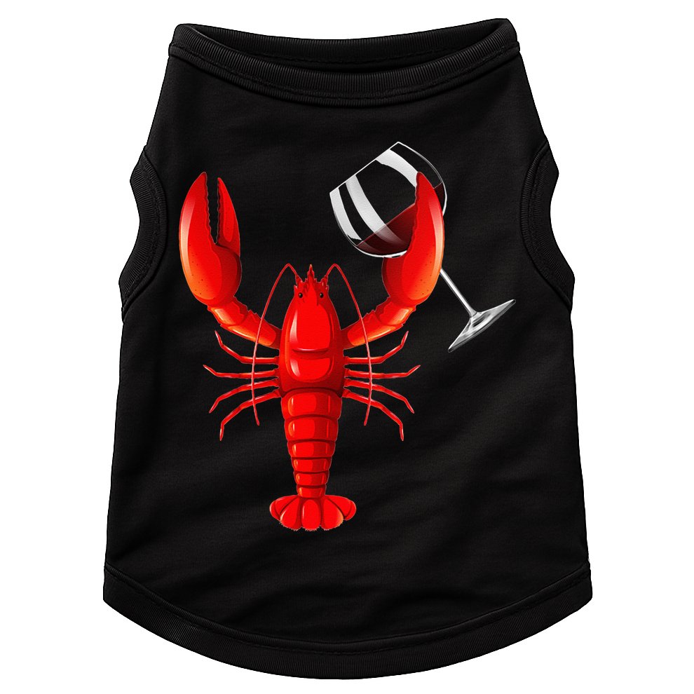 Funny Wine Drinking Lobster Red Crawfish Wine Lovers Gift Doggie Tank