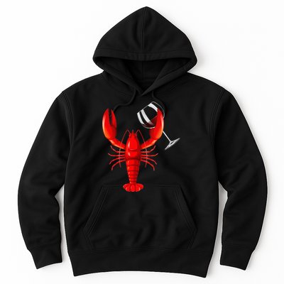 Funny Wine Drinking Lobster Red Crawfish Wine Lovers Gift Hoodie