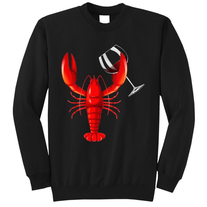 Funny Wine Drinking Lobster Red Crawfish Wine Lovers Gift Sweatshirt