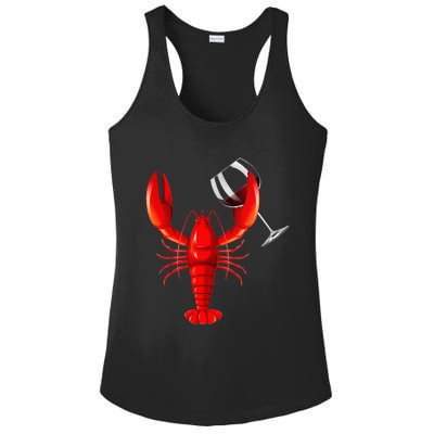 Funny Wine Drinking Lobster Red Crawfish Wine Lovers Gift Ladies PosiCharge Competitor Racerback Tank