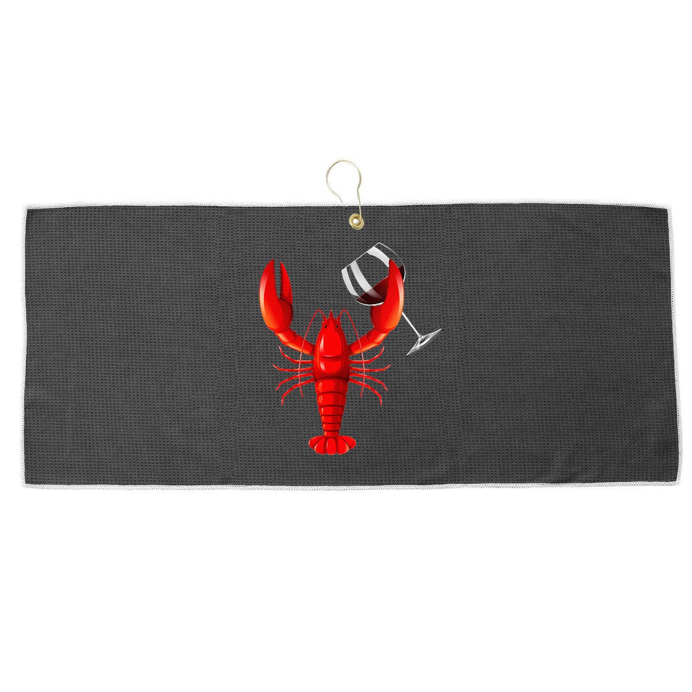 Funny Wine Drinking Lobster Red Crawfish Wine Lovers Gift Large Microfiber Waffle Golf Towel