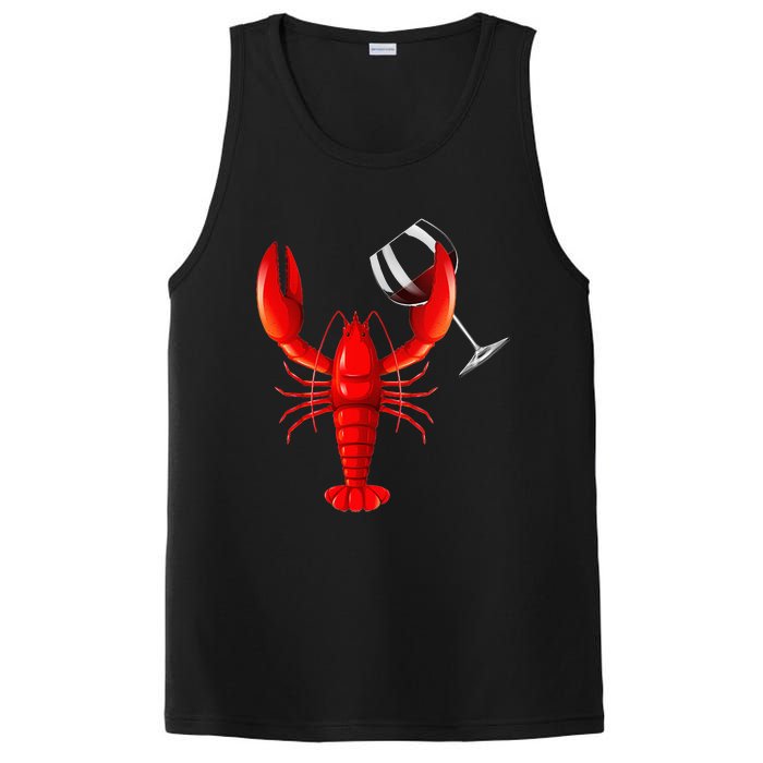 Funny Wine Drinking Lobster Red Crawfish Wine Lovers Gift PosiCharge Competitor Tank