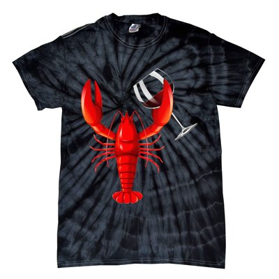 Funny Wine Drinking Lobster Red Crawfish Wine Lovers Gift Tie-Dye T-Shirt