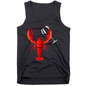 Funny Wine Drinking Lobster Red Crawfish Wine Lovers Gift Tank Top