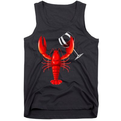 Funny Wine Drinking Lobster Red Crawfish Wine Lovers Gift Tank Top