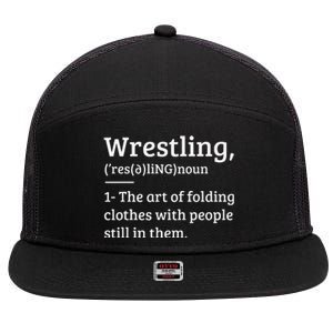 Funny Wrestling Definition Wrestler Gift 7 Panel Mesh Trucker Snapback Hat