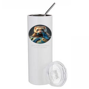 Ferret World Domination One Sock At A Time Premium Stainless Steel Tumbler