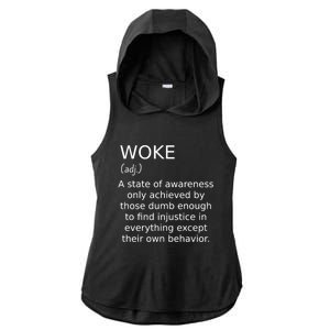 Funny Woke Definition Ladies PosiCharge Tri-Blend Wicking Draft Hoodie Tank