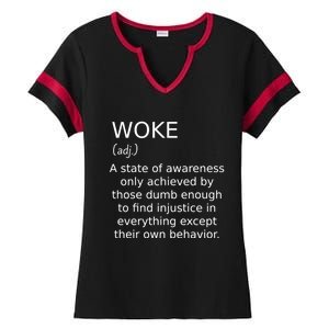 Funny Woke Definition Ladies Halftime Notch Neck Tee