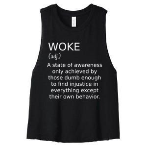 Funny Woke Definition Women's Racerback Cropped Tank