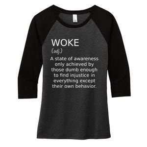 Funny Woke Definition Women's Tri-Blend 3/4-Sleeve Raglan Shirt