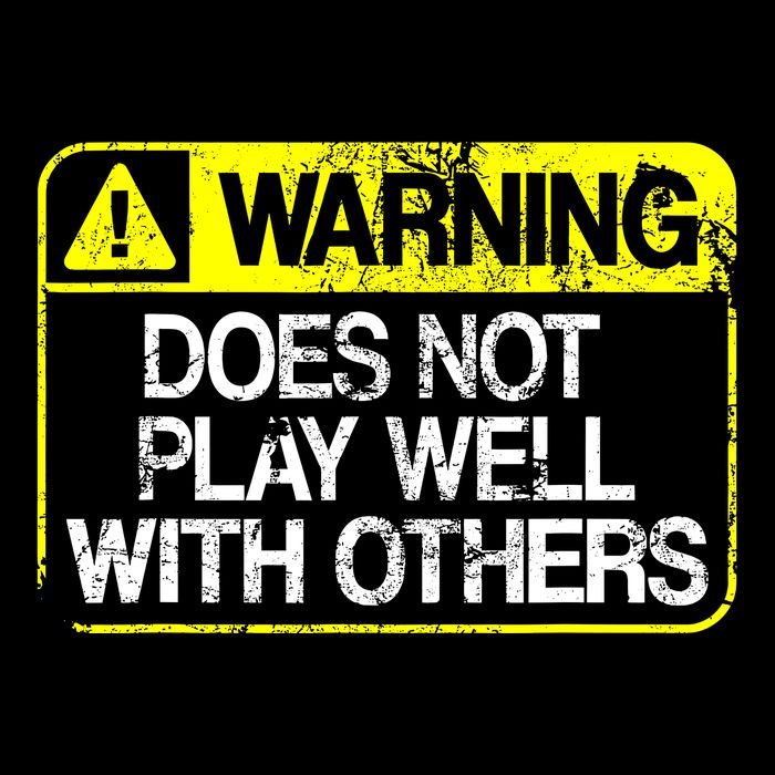 Funny Warning Does Not Play Well With Others Caution Sign Drawstring Bag