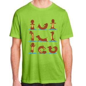 Funny Weiner Dogs Yoga Asana Poses Meditation Lovers Masters Gift Adult ChromaSoft Performance T-Shirt