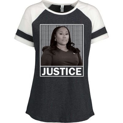 Fani Willis District Attorney Seeks Justice Premium Enza Ladies Jersey Colorblock Tee