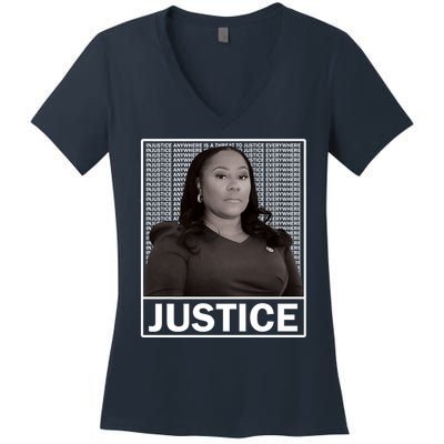 Fani Willis District Attorney Seeks Justice Premium Women's V-Neck T-Shirt