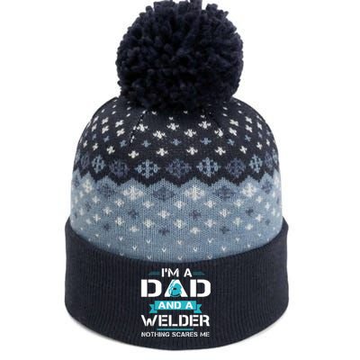 Funny Welder Dad I'm A Dad And Welder Cool Welding The Baniff Cuffed Pom Beanie