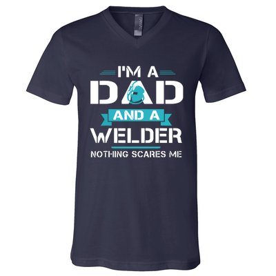 Funny Welder Dad I'm A Dad And Welder Cool Welding V-Neck T-Shirt