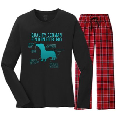 Funny Weiner Dog Joke Sarcastic German Daschund Women's Long Sleeve Flannel Pajama Set 