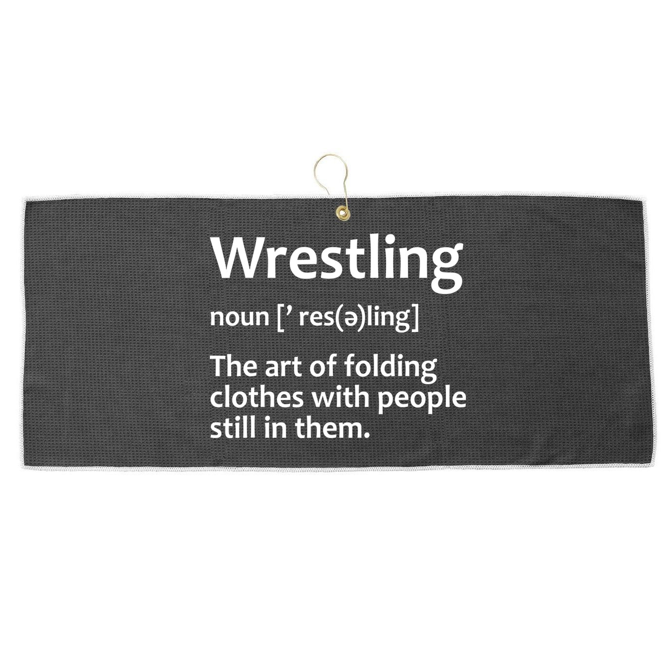 Funny Wrestling Design Wrestlers Large Microfiber Waffle Golf Towel