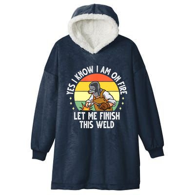 Funny Welding Design Dad Welder Worker Welding Vintage Hooded Wearable Blanket