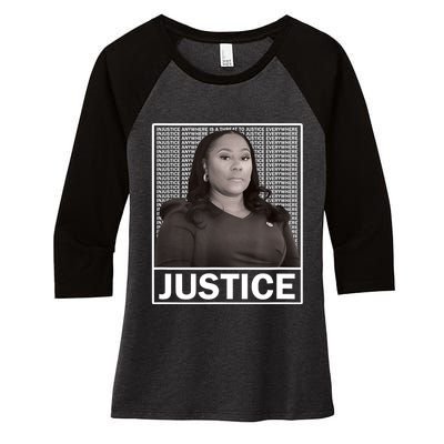 Fani Willis District Attorney Seeks Justice Women's Tri-Blend 3/4-Sleeve Raglan Shirt