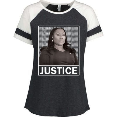 Fani Willis District Attorney Seeks Justice Enza Ladies Jersey Colorblock Tee