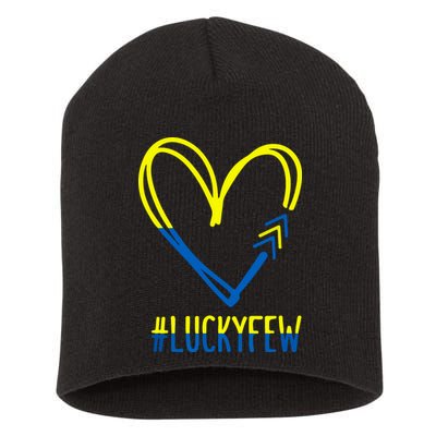 Funny World Down Syndrome Awareness Day 3 Arrows Lucky Few Tattoo Gifts Short Acrylic Beanie