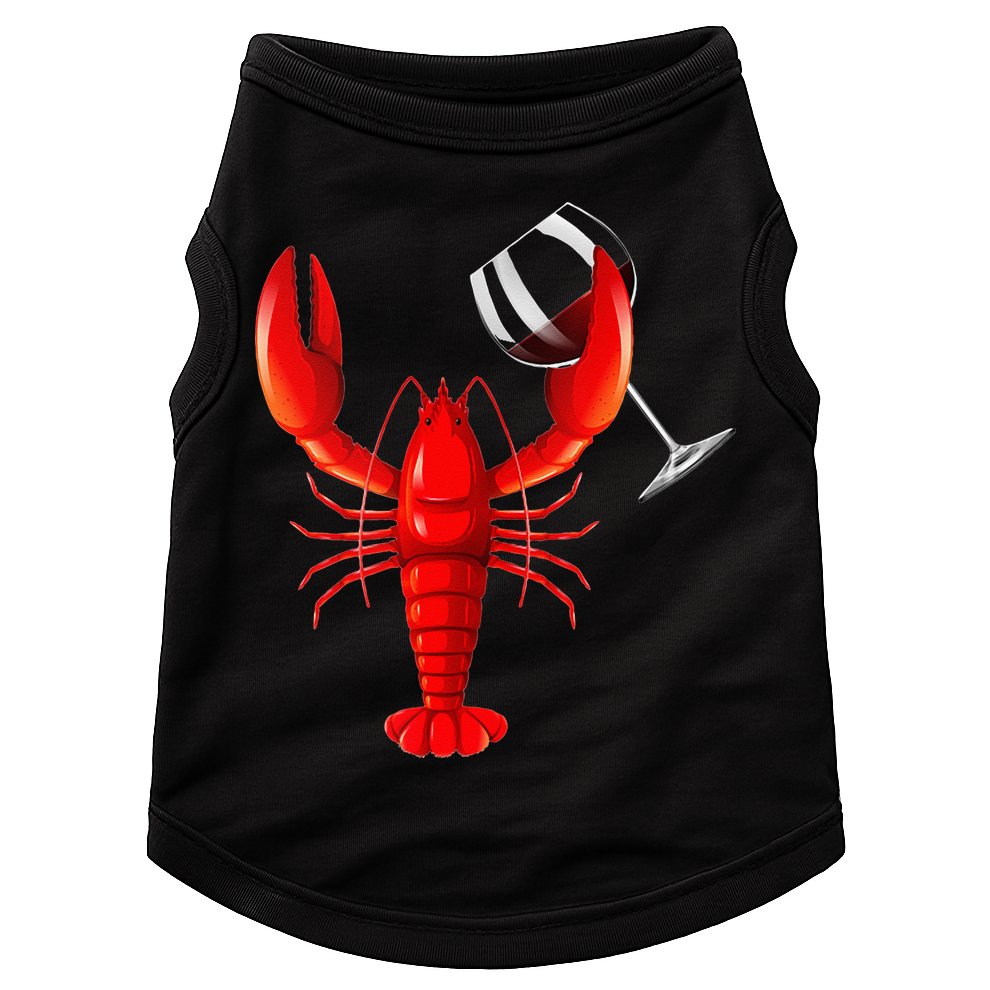 Funny Wine Drinking Lobster Red Crawfish Wine Lovers Gift Doggie Tank